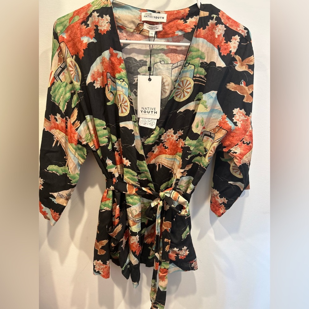 NWT Native Youth by Free People Wrap Blouse